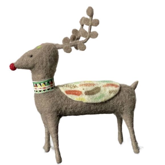 Bohemian Felt Reindeer Figurine/Christmas Decoration - Picture 6 of 8